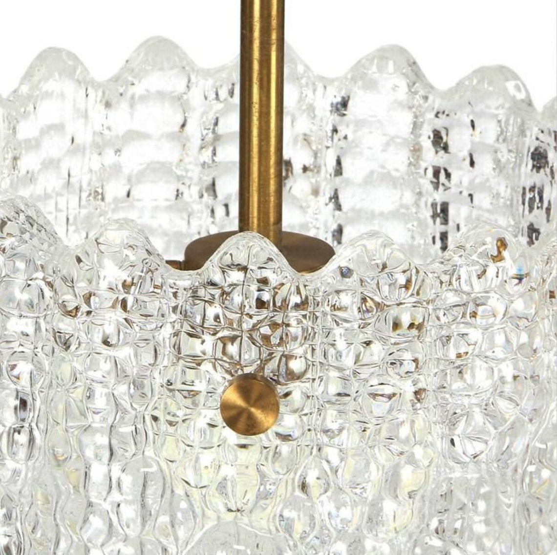 Carl Fagerlund Ice Sculpted Crystal Glass Pendant For Orrefors, Sweden 1960