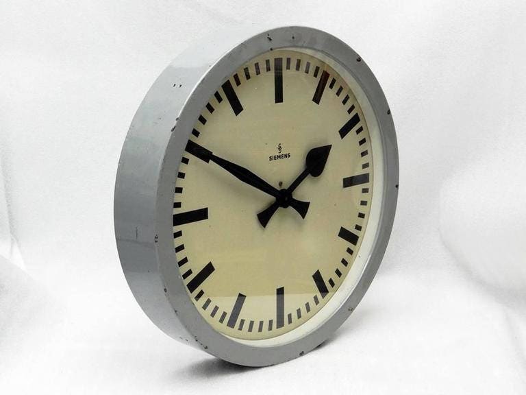 Horloge Vintage Siemens MU 5000 - 22 Cm, Blanc, à Quartz, Années 60, Bon état
