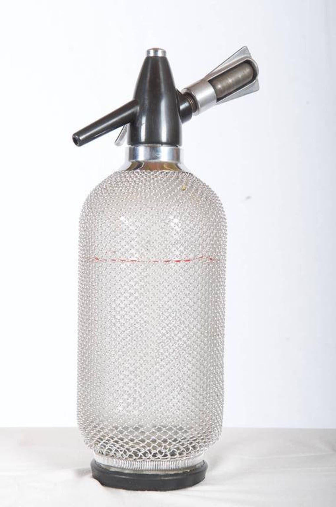 Soda Siphon Seltzer Bottle With Wire Mesh Metal Around Glass Etsy