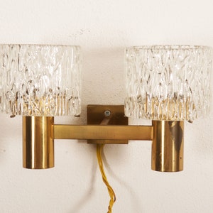 Lampade in ottone e cristallo disegnate da Carl Fagerlund per Orrefors Set of Two