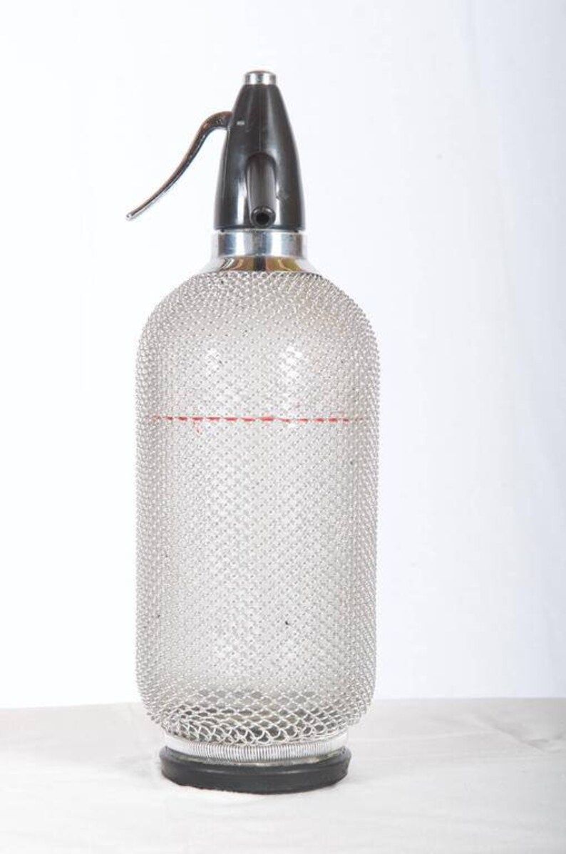 Soda Siphon Seltzer Bottle With Wire Mesh Metal Around Glass Etsy