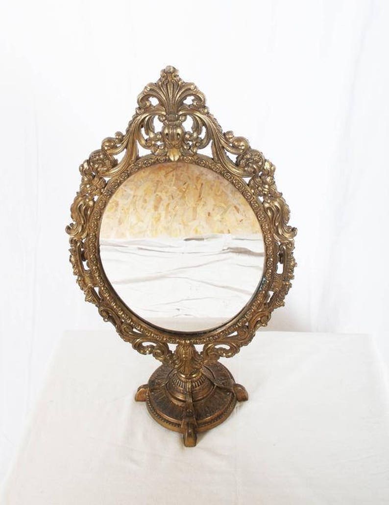 Oval Table Brass Mirror in Baroque Style - Etsy