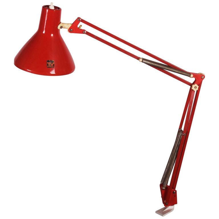 Red Desk Lamp by Luxo - Etsy