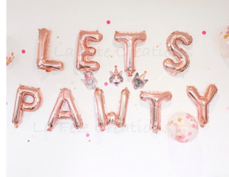 Paw Print Balloons LETS PAWTY Balloons Lets Pawty Letters 11\u201d Latex Paw Print Balloons Lets Pawty Banner Doggie Party Dog Decor Cat
