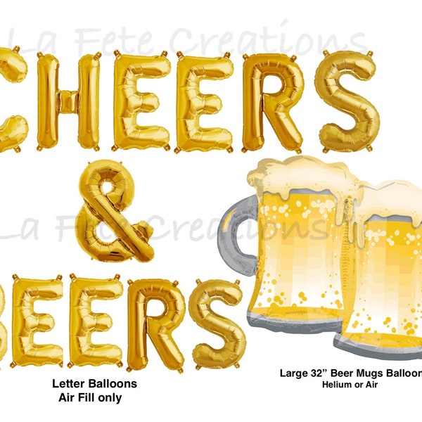 CHEERS & BEERS Balloons Large Beer Mugs Balloon Cheers and Beers Banner Birthday Anniversary Reunion Toasting Beer Mugs