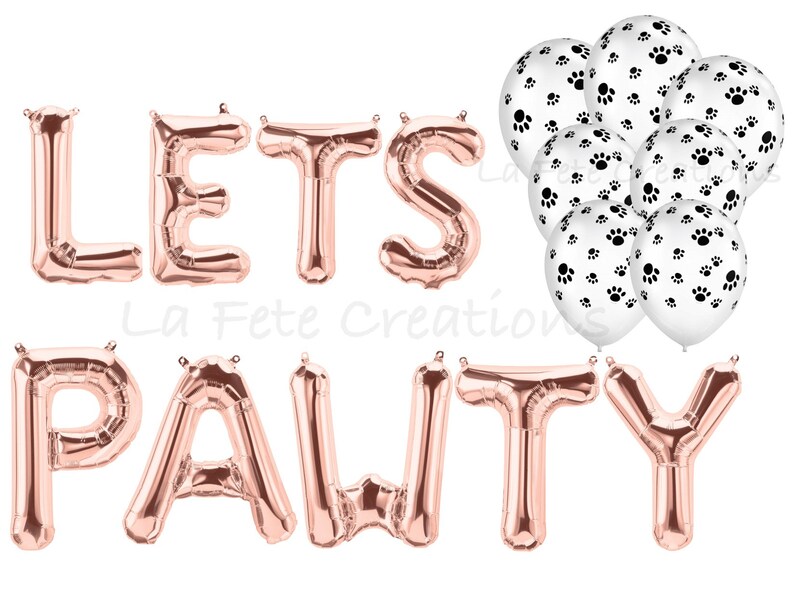 Paw Print Balloons LETS PAWTY Balloons Lets Pawty Letters 11\u201d Latex Paw Print Balloons Lets Pawty Banner Doggie Party Dog Decor Cat