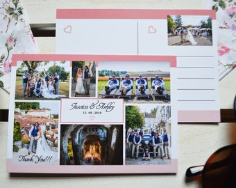 Pack of 5 Wedding Photograph Postcard, Thank You Cards.