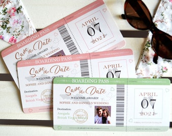 DIGITAL DOWNLOAD Save The Date, Boarding Pass Wedding postponement,  destination wedding card