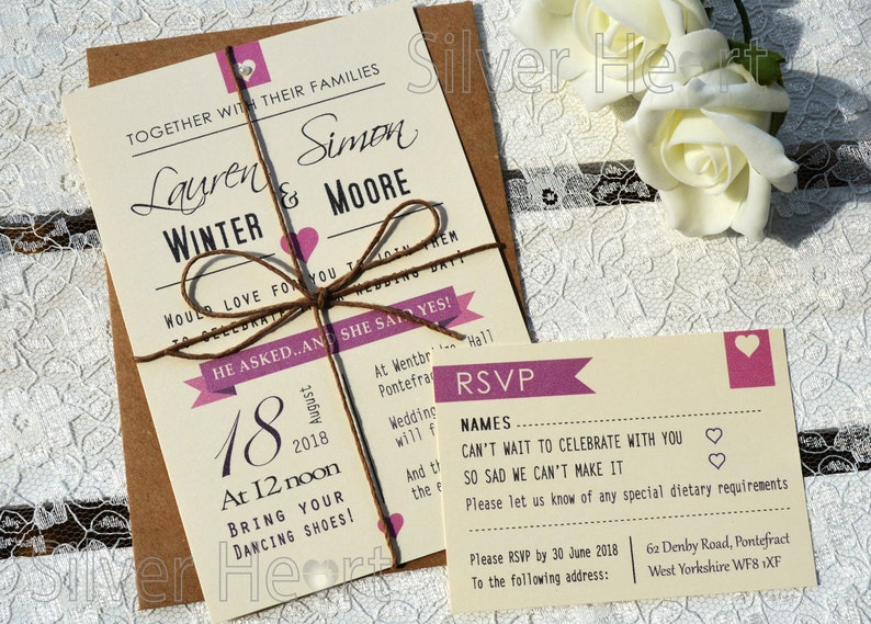 I Do Wedding Invitation With Rsvp and Twine Tie Vintage Etsy UK