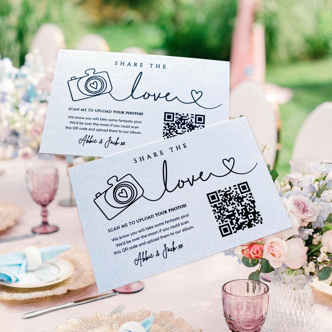 Slbum Qr Code Wedding, Photo Album QR Code Link Cards, Template: Share the Love ...