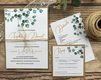 DIGITAL Eucalyptus Leaf Wedding Invitation Bundle,  Digital Artwork, Paperless Invite, or print yourself.