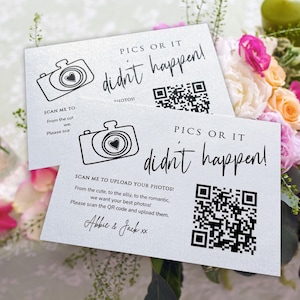 Wedding Photo QR Code Link Cards Template: Canva Editable (Digital Download)
