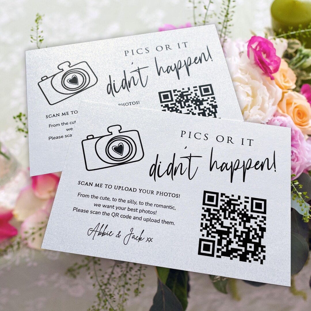 Wedding Photo Album QR Code Link Cards: Guest Upload, Modern Design ...