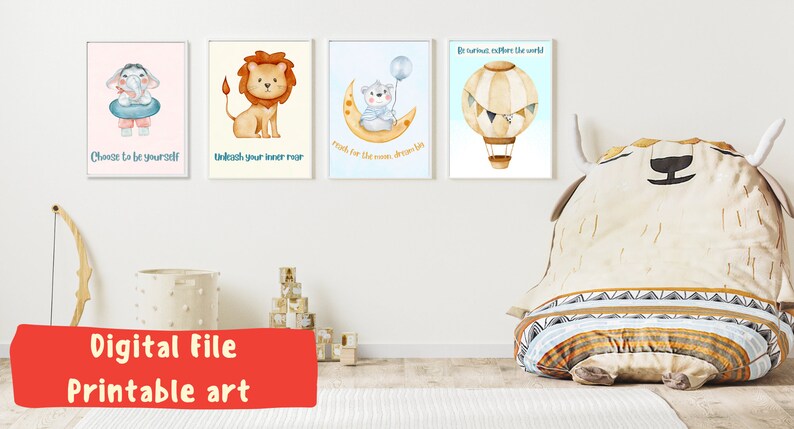 Printable Posters for Nursery Room/ Set of 4/watercolor/ Minimal ...