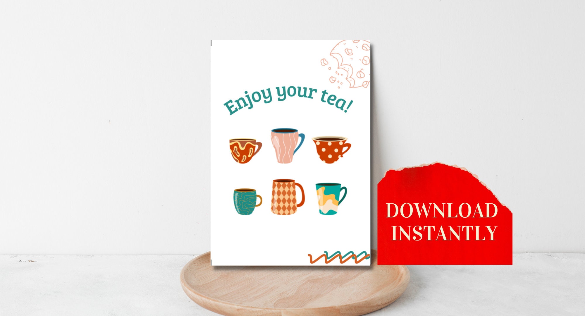 PRINTABLE CARD/ DIGITAL Card/ Tea Card/ Funny Card/ Enjoy Your Tea ...
