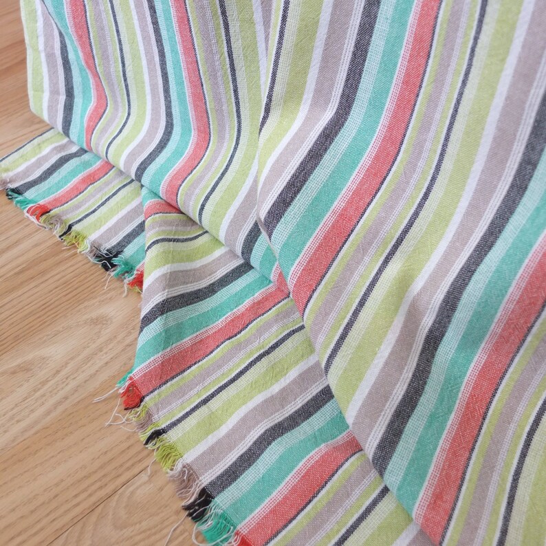 1 metre With Additional 50cm Fabric Stripes Linen Viscose Mix
