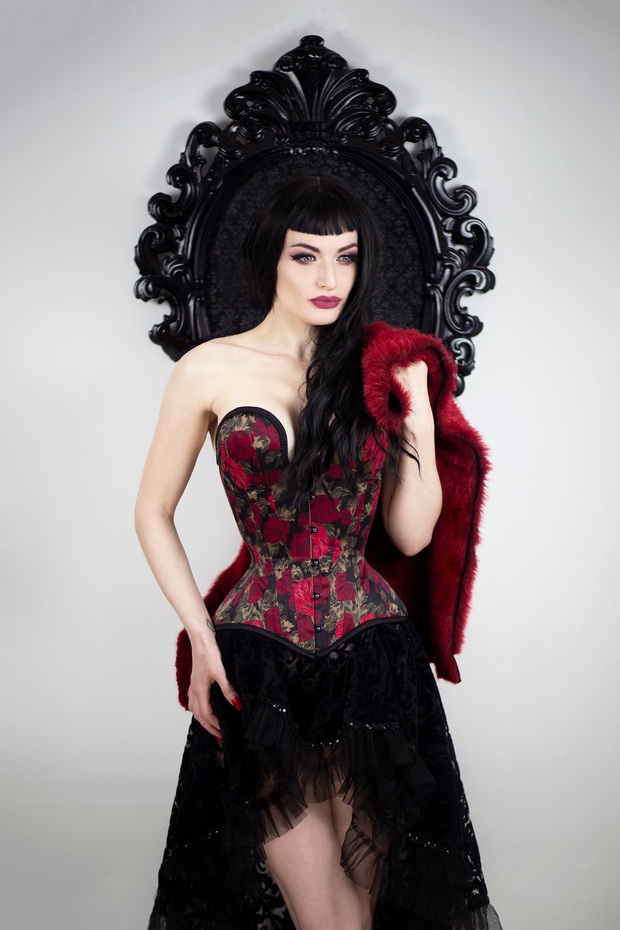 Buy FLORAL EMBROIDERY RED STRAPLESS CORSET for Women Online in India