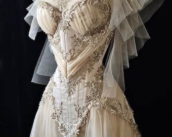 Gold & beige wedding dress