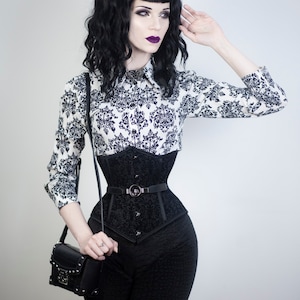 Black velvet underbust corset image 2