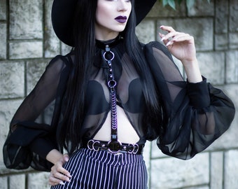 Sheer blouse with large sleeves