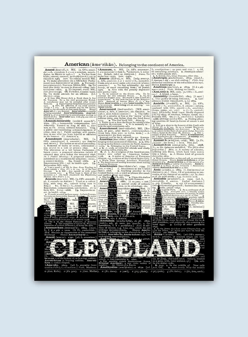 Cleveland Skyline Cleveland Poster Cleveland Decor Etsy