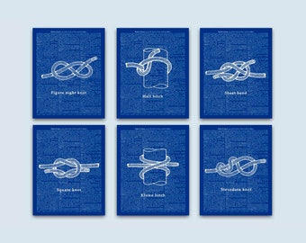 Sailor's Knots Art Prints, Nautical Wall Decor, Set of 6