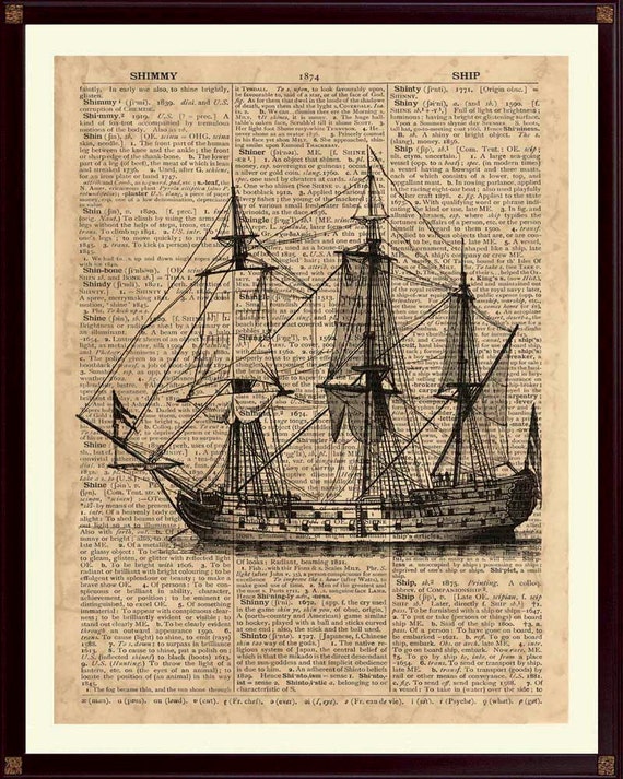 Old Ship Print Sailing Decor Vintage Sailboat Etsy