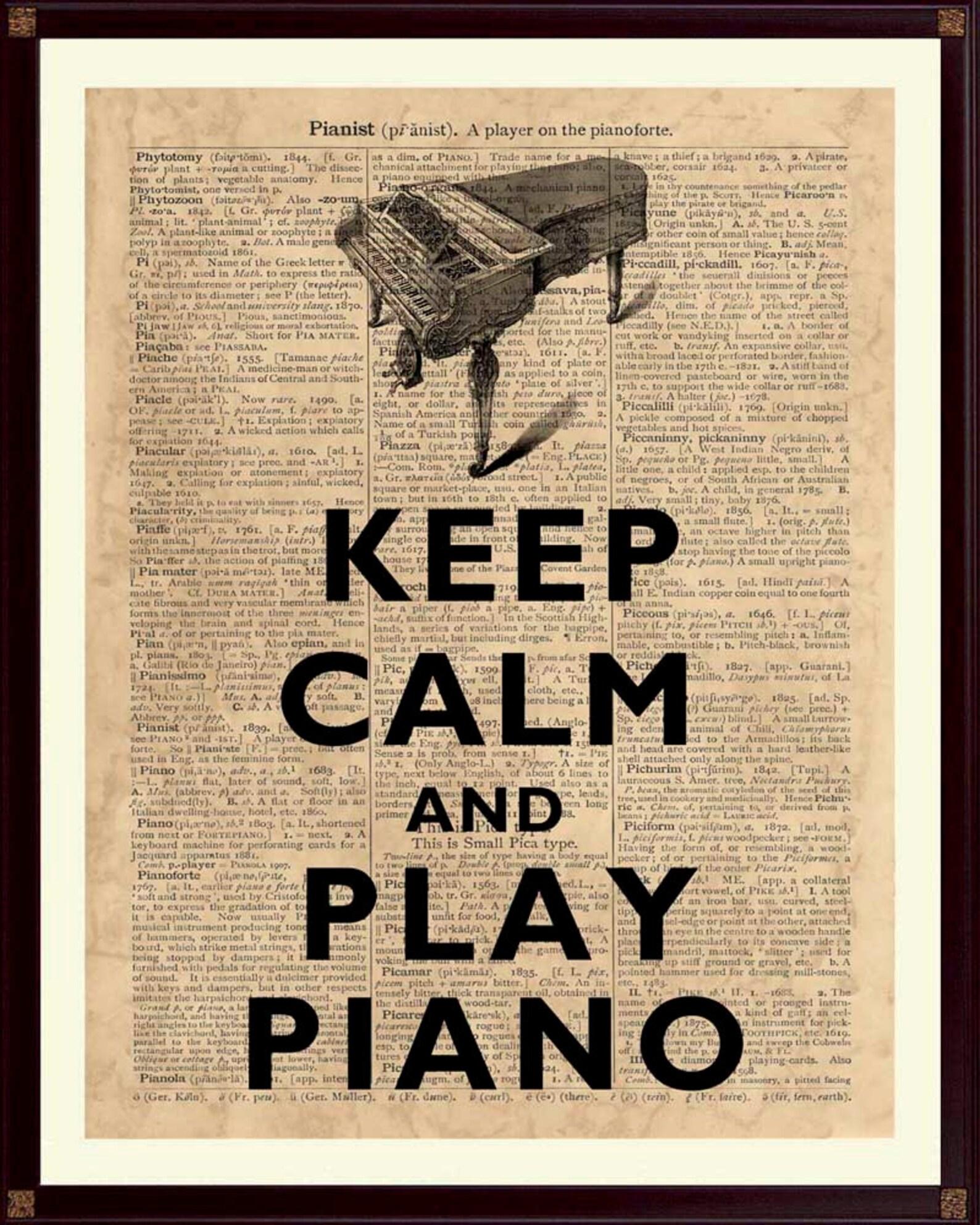 Piano Print Keep Calm Play Piano Piano Wall Art Music - Etsy