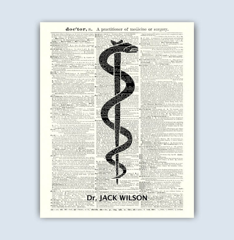 Gift For Doctor, Graduation Gift, Caduceus Medical Student Gift, Personalized Gift, Medical School Gift, Doctor Office Decor Asclepius Off White