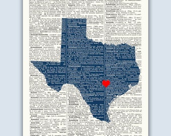 Texas Print, Texas Map, Texas Wall Art, Texas Gift, Wedding Gift, Austin Texas Print, Texas Decor, Texas Poster, Established Sign