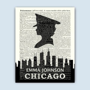 Policewoman officer gift, Chicago Police woman,  PERSONALIZED Police officer print, Police Department, graduation gifts,  CPD station office