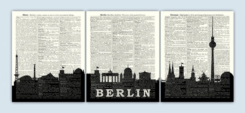 Berlin Skyline Triptych Berlin Art Print Berlin Decor Berlin Wall Art Berlin Poster Berlin Gift Set Of 3 Prints - 