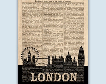 London Skyline Print, London England Gift, London Home Decor