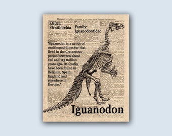 Iguanodon Print, Paleontology Print, Dinosaur Party Decor, Childrens Poster, Dinosaur Wall Art