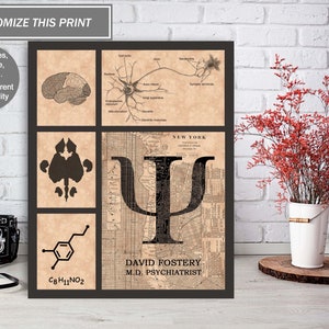 Médico de Psiquiatría, Practicante de Salud Mental Psiquiátrica, Póster Personalizado, Regalo de Graduación