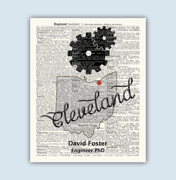 Mechanical Engineer Personalized Gifts Cleveland Ohio Map Etsy