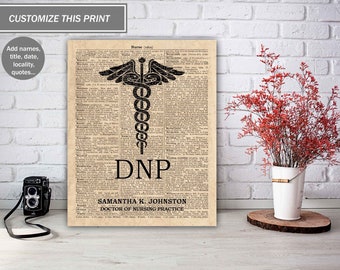 Póster personalizado de médico de práctica de enfermería, regalo de graduación DNP, regalo de enfermera personalizado