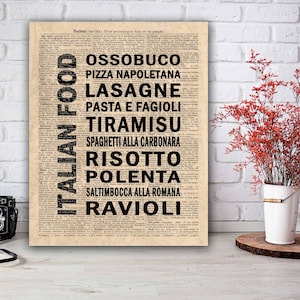 Italian Food Print, Italian Kitchen Art, Italian Gifts, Italy Wall Decor