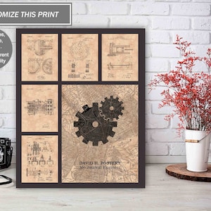 Personalized Mechanical Engineer Gift, Engineer Graduation, Engineering Decor