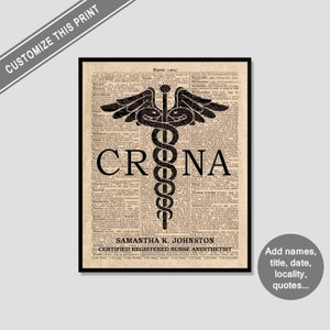 CRNA Graduation Gift, Nurse Wall Art, Custom Nurse Gift, Nurse Anesthetist