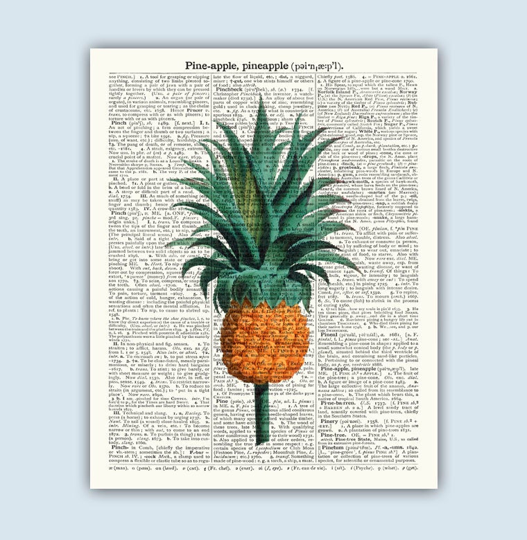 Pineapple Poster Botanical Print Fruit Art Pineapple Art | Etsy