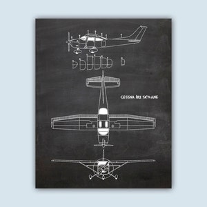 Aircraft Cessna 182 Skylane, Aviation Poster, Pilot Gifts, Airplane Decor, Aircraft Art