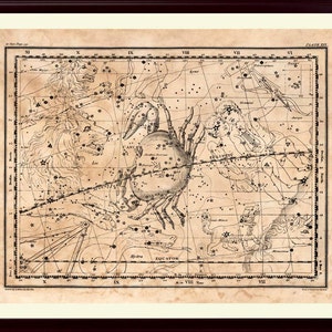 Krebs Konstellation Druck, Astronomie Dekor, Konstellation Karte, Krebs Sternzeichen Druck