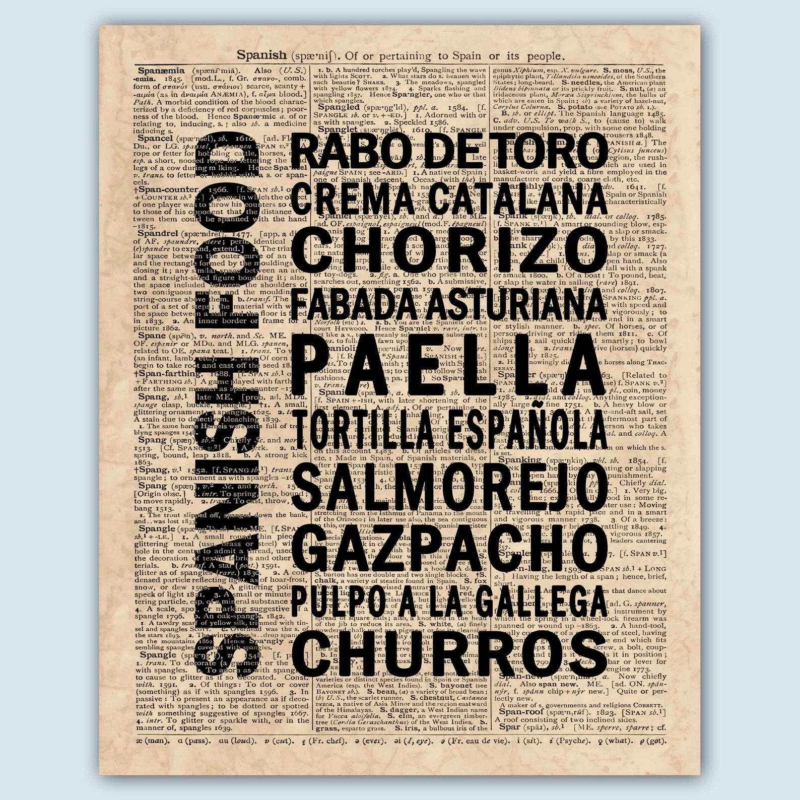 Spanish Food Print Spanish Kitchen Art Spanish Gifts Spain Etsy