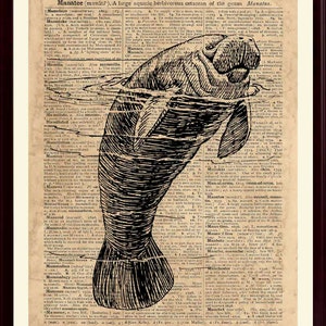 Manatee Print,  Manatee Poster, Sea Life Art, Nursery Decor, Kids Room Decor, Beach House Decor