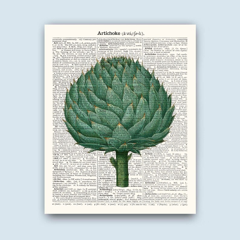 Artichoke Poster Kitchen Wall Decor Artichoke Print Etsy