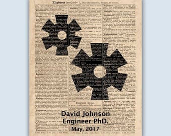 Personalized Mechanical Engineer Graduation Gift, Dictionary Art Print (Digital File)
