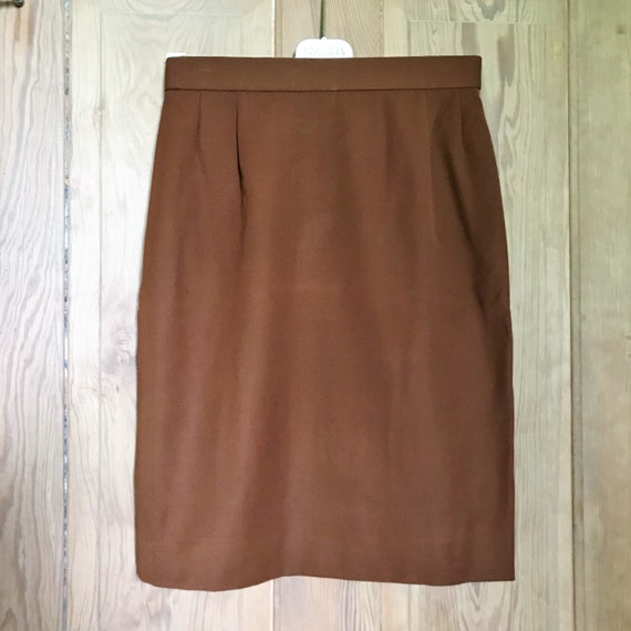 Vintage Escada Brown Wool Straight Skirt, 80's De… - image 1