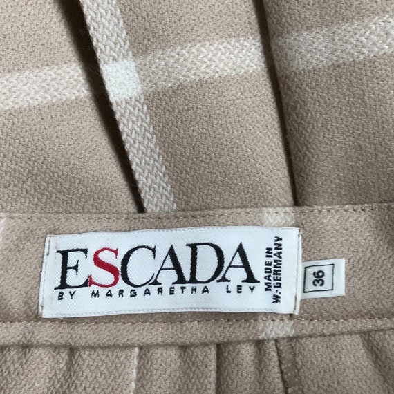Vintage Escada Wool Camel Pleated Skirt, 80's Des… - image 4