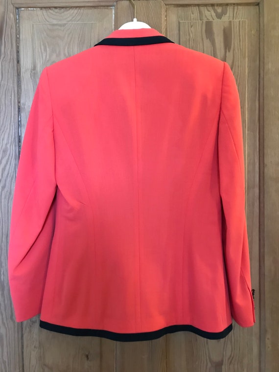 80's Escada Coral Blazer with Navy Trim, Fine Woo… - image 6